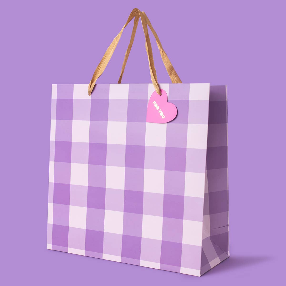 Purple Gingham Gift Bag - Large