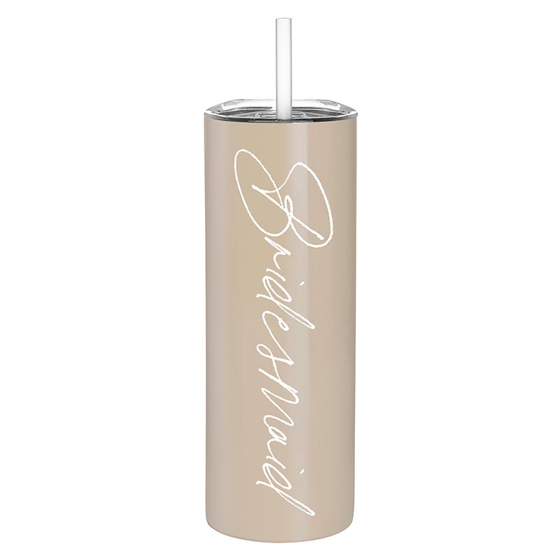 "Bridesmaid" Pearl Pink Stainless Steel Skinny Tumbler