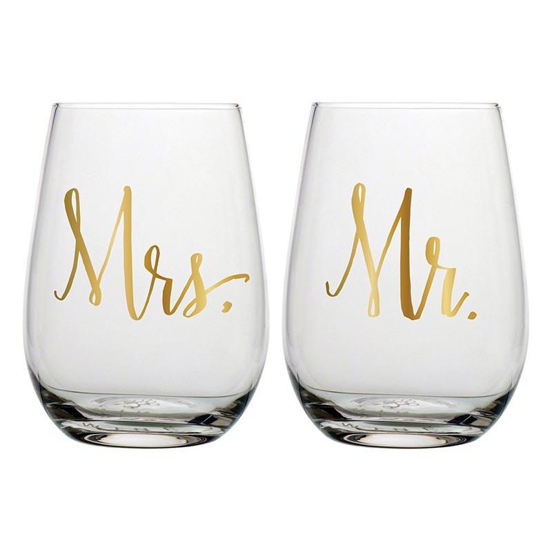 Mr. and Mrs. Wine Glass Set