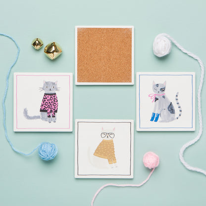 Feline Fine Soak Up Coaster - Set of 4