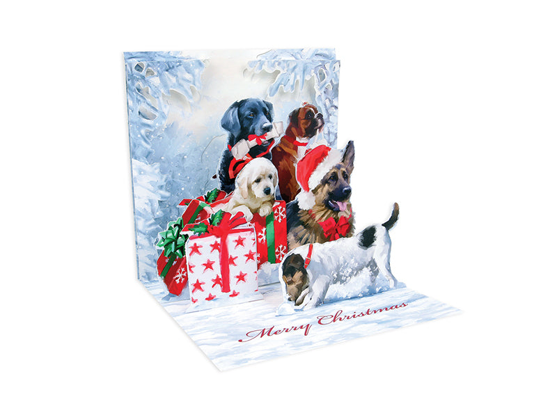 Christmas Winter Dogs Pop up Card