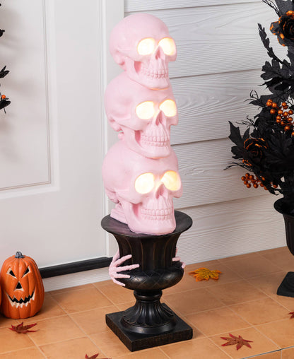 Pink LED Skeleton Topiary Halloween Porch Decor