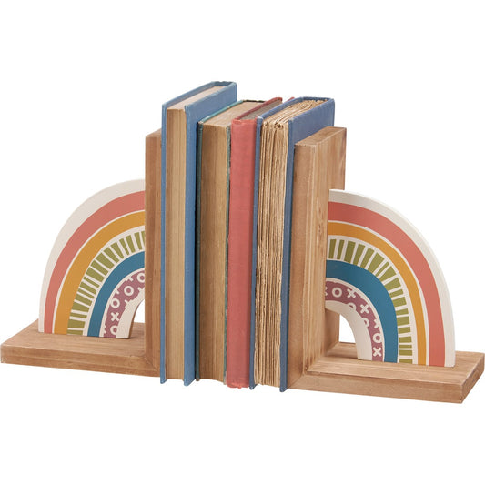 Wooden Rainbow Bookends