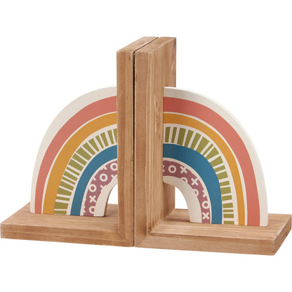 Wooden Rainbow Bookends