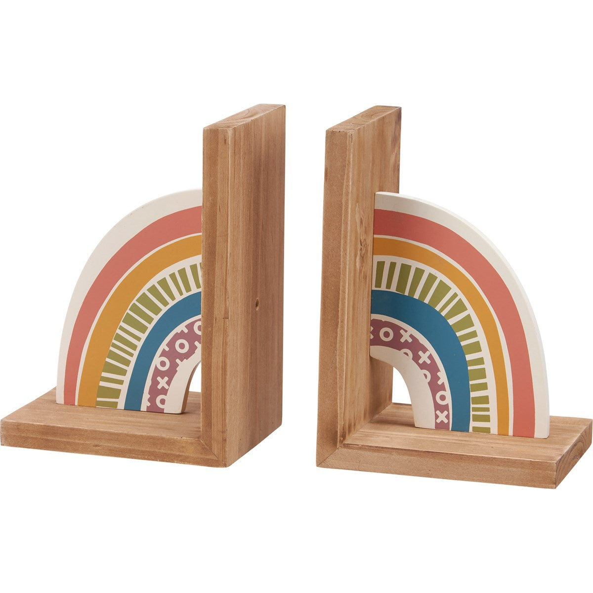 Wooden Rainbow Bookends