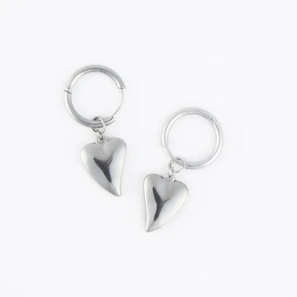 Waterproof Earrings Narelle Heart Charm Hoop Gold & Steel
