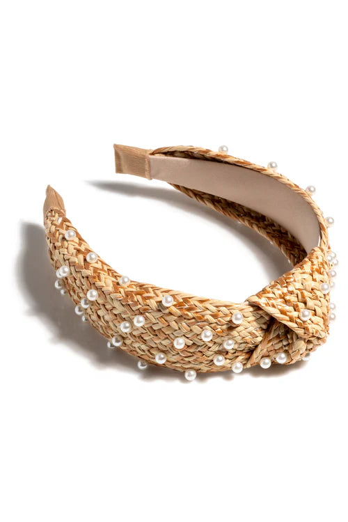 Shiraleah Pearl Embellished Neutral Knotted Headband