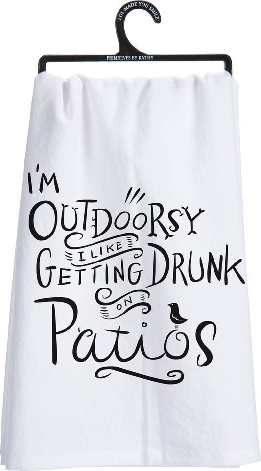 I'm Outdoorsy I Like Getting Drunk - Kitchen Towel