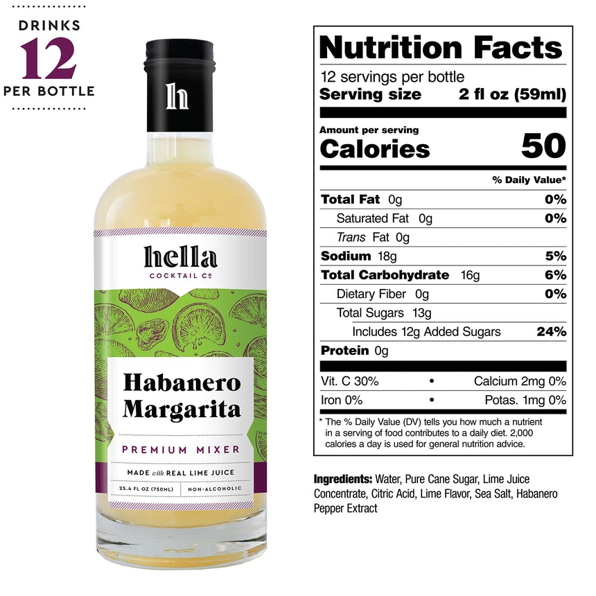 Hella Cocktail Habanero Margarita Premium Mixer - 750 Ml