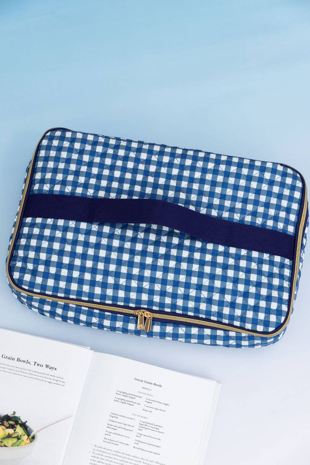 Riviera Blue Gingham Casserole Carrier
