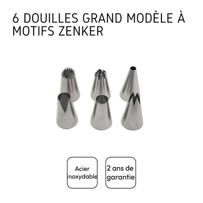 Set of 6 Zenker large stainless steel pastry nozzles