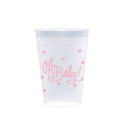 Baby Shower "Oh Baby!" Frosted Plastic Party Cups