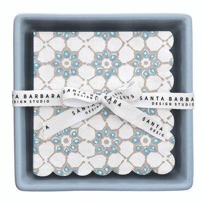 Blue Tile Ceramic Tray + Napkins
