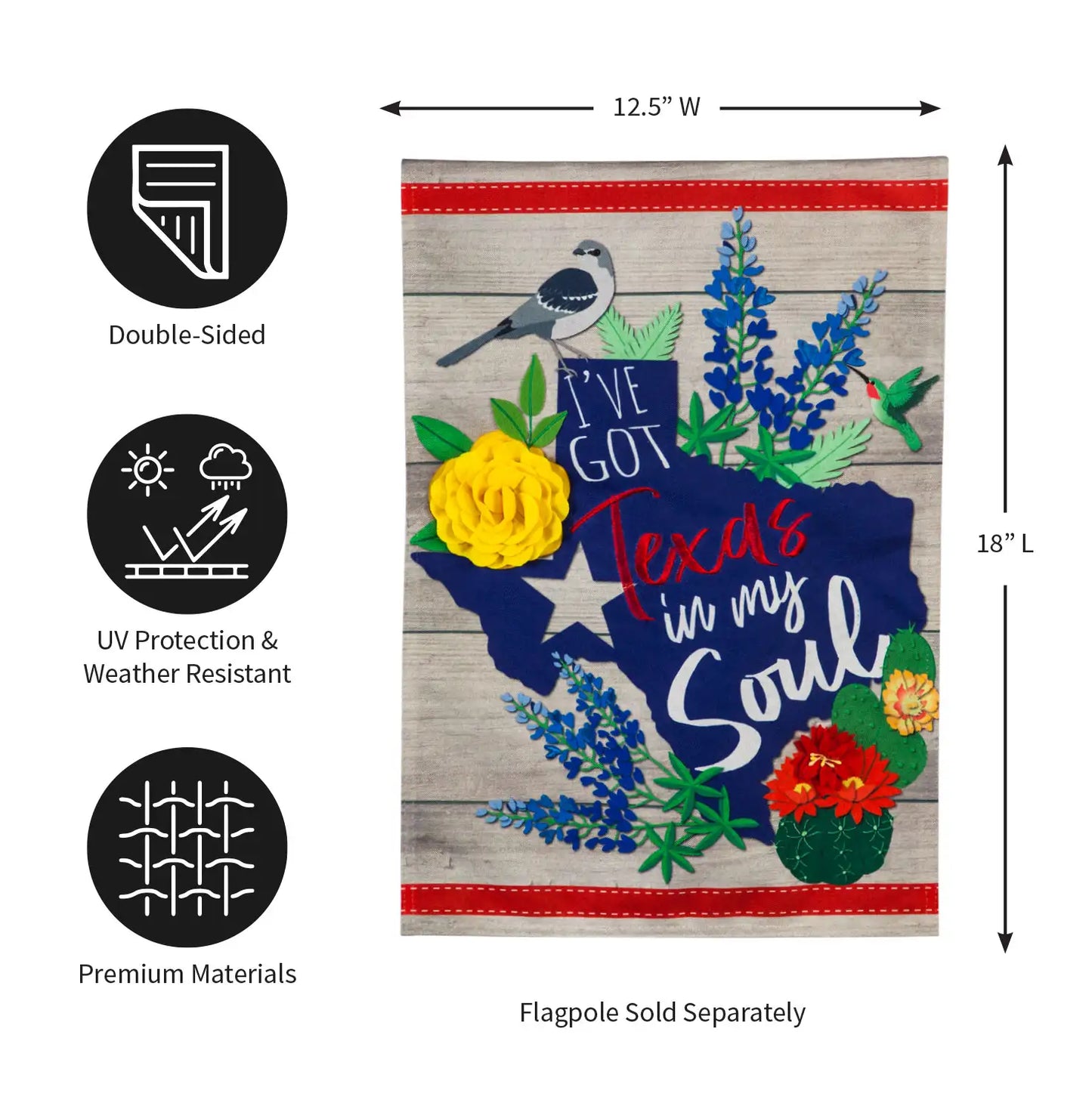 Texas In My Soul Linen Garden Flag