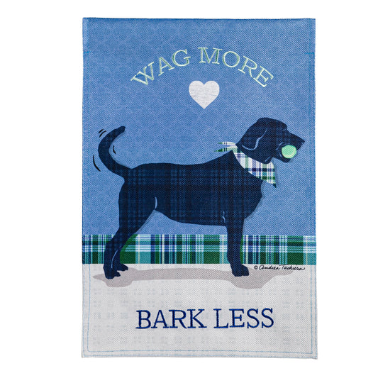 Wag More, Bark Less Garden Burlap Flag