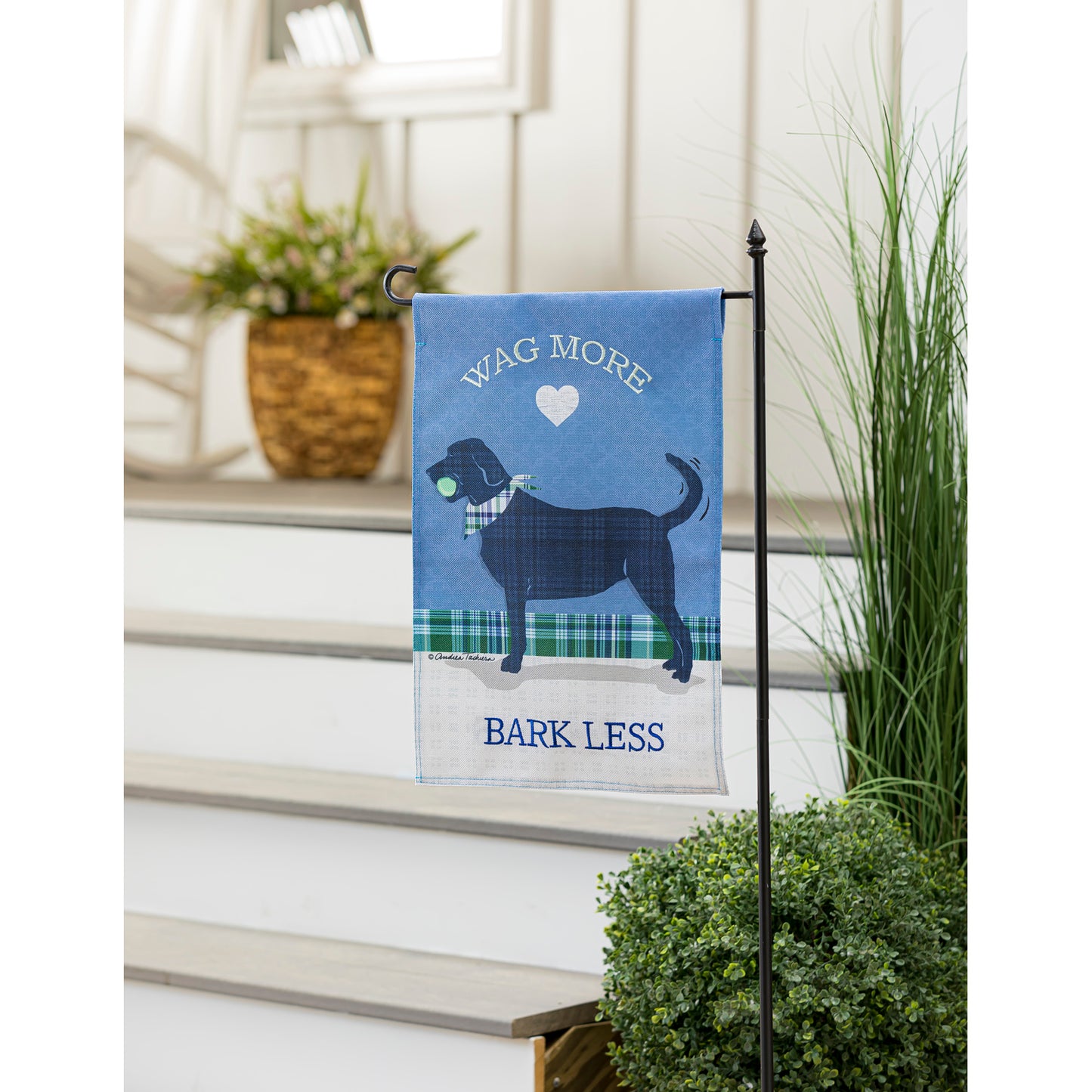 Wag More, Bark Less Garden Flag