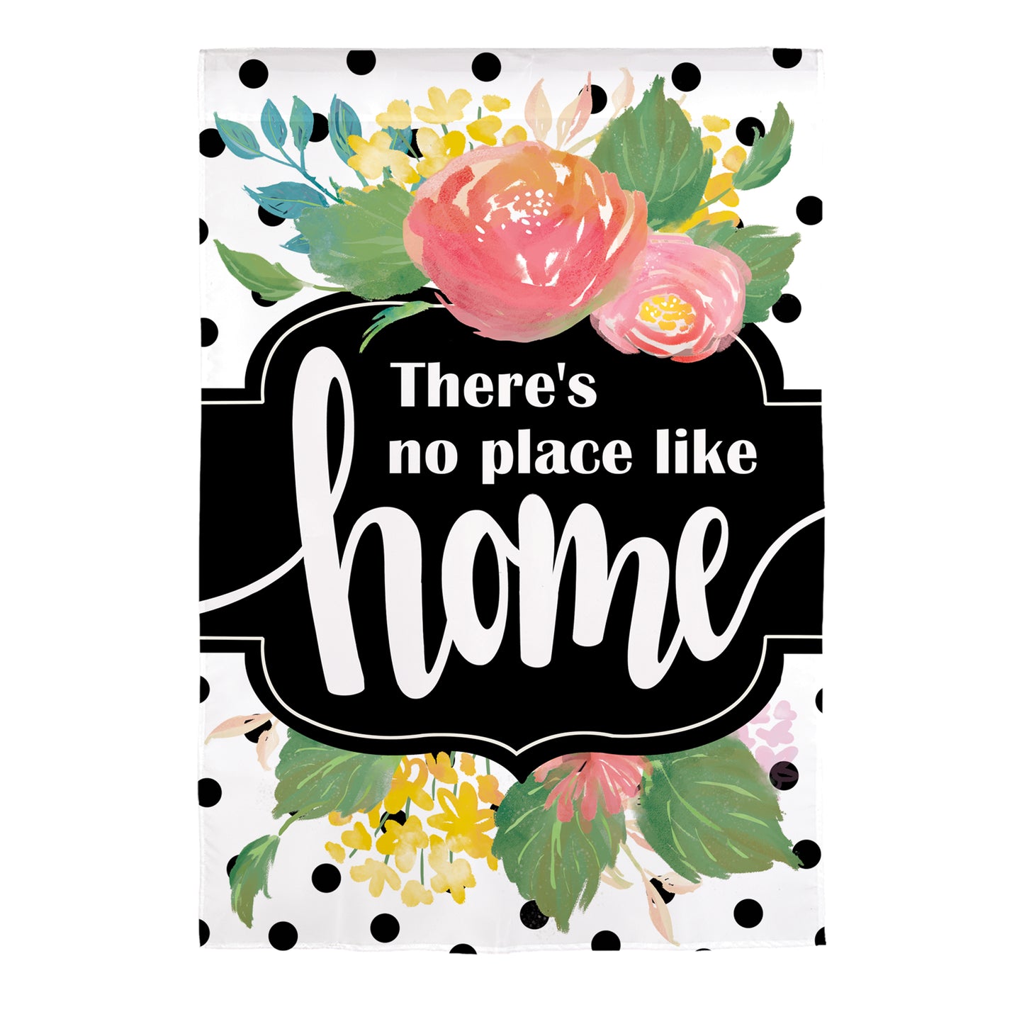 Floral 'There's No Place Like Home' Burlap Garden Flag