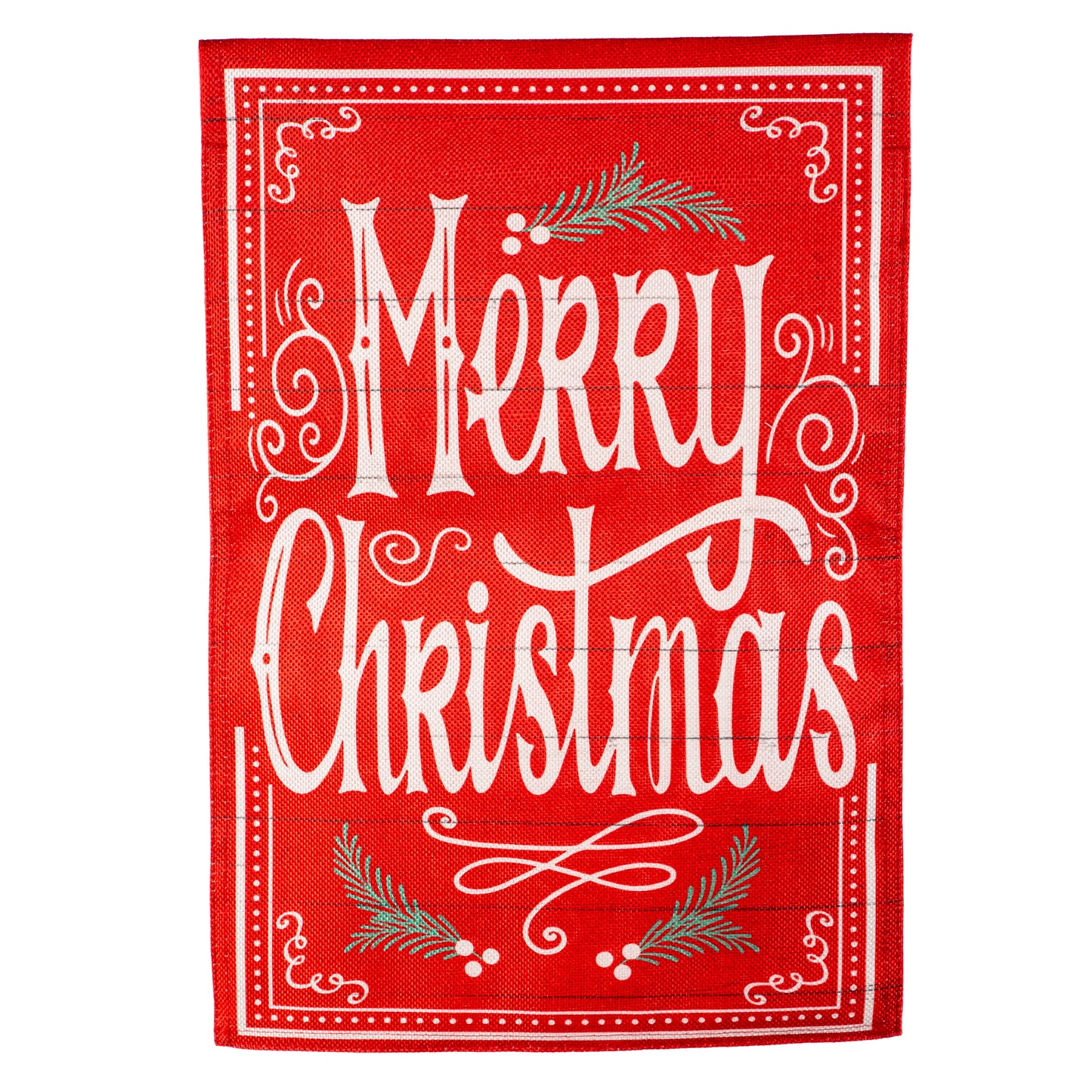 Quaint Merry Christmas Sign Burlap Garden Flag