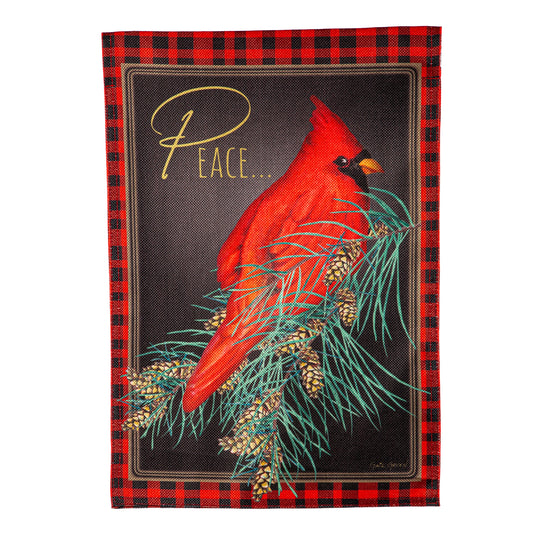 Holiday Cardinal Peace Burlap Garden Flag