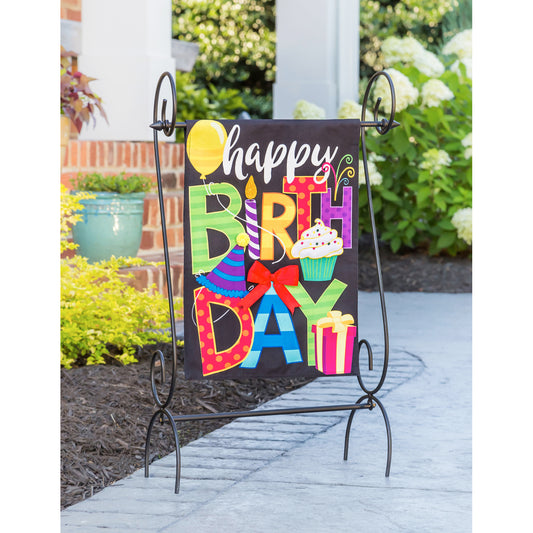 Happy Birthday Garden Linen Flag