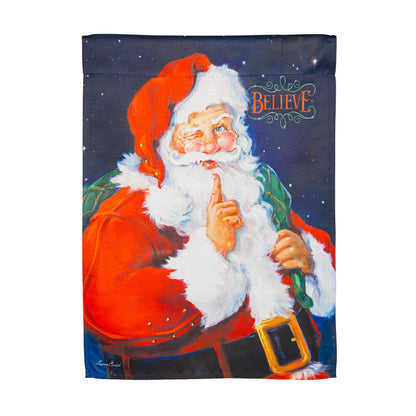 Christmas Santa Clause 'Believe' Suede Garden Flag