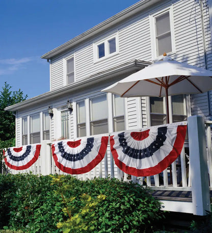 Large Half Round Patriotic Americana Flag with Embroidered Stars