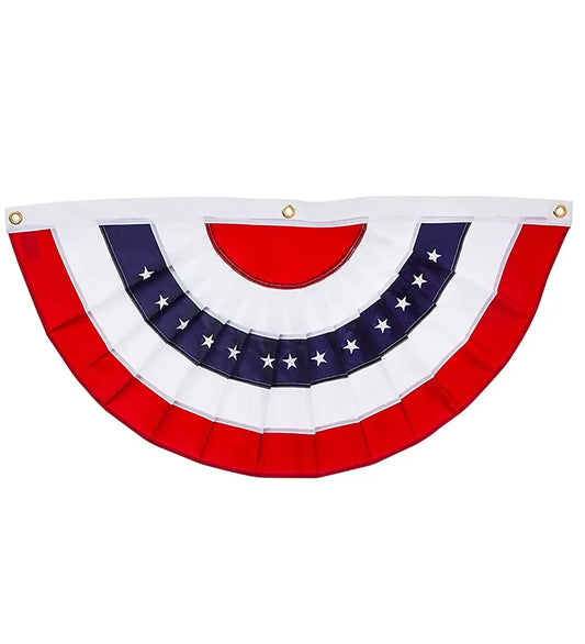 Large Half Round Patriotic Americana Flag with Embroidered Stars