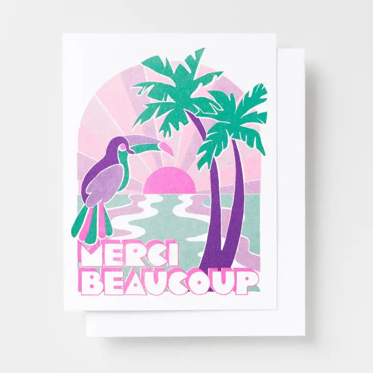 Tropical Merci Beaucoup Risograph Card