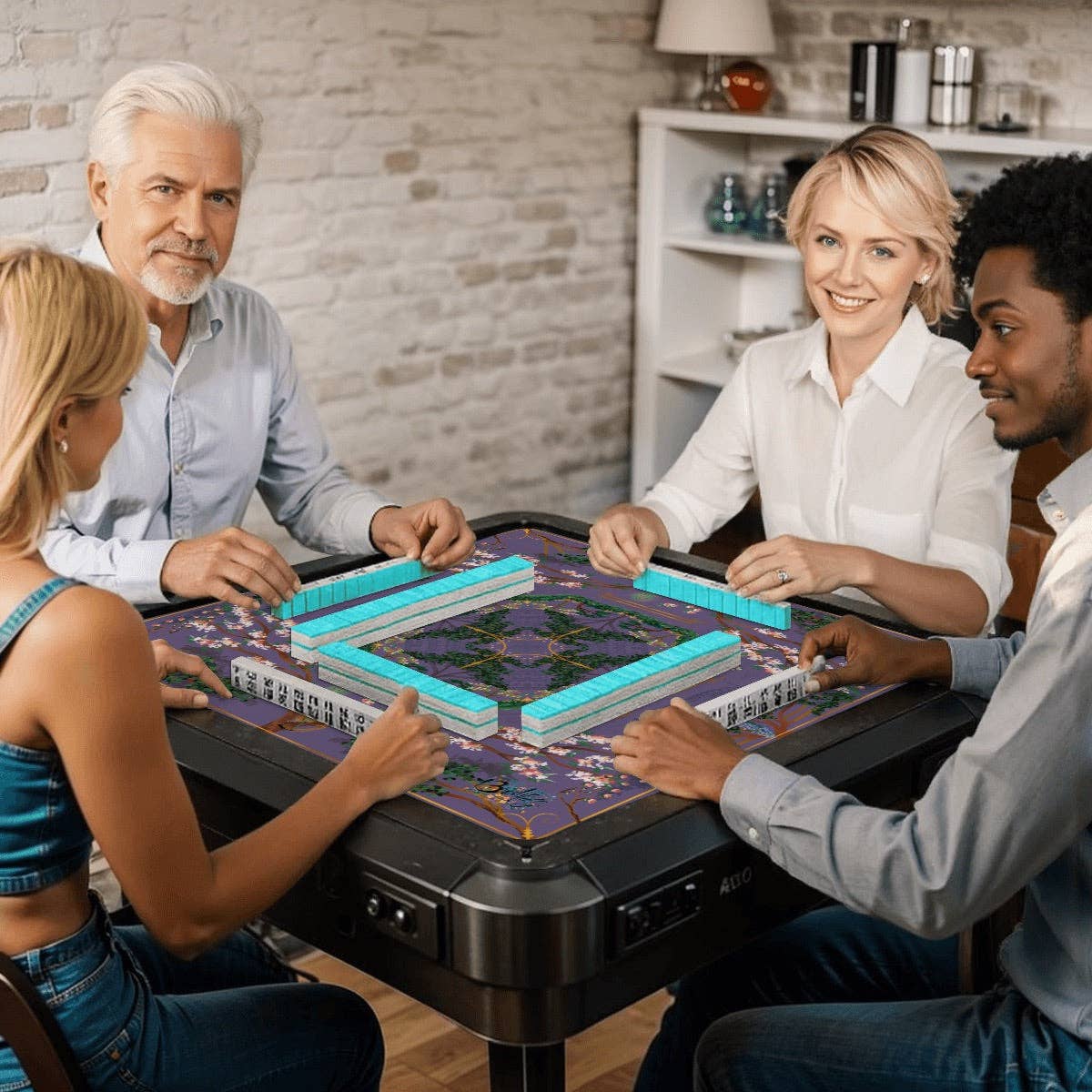 Mahjong Mat - Majestic Purple Chinoiserie