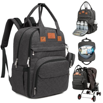 KeaBabies Rove Diaper Backpack- Charcoal