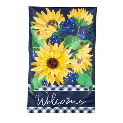 Sunflower Welcome Applique House Flag