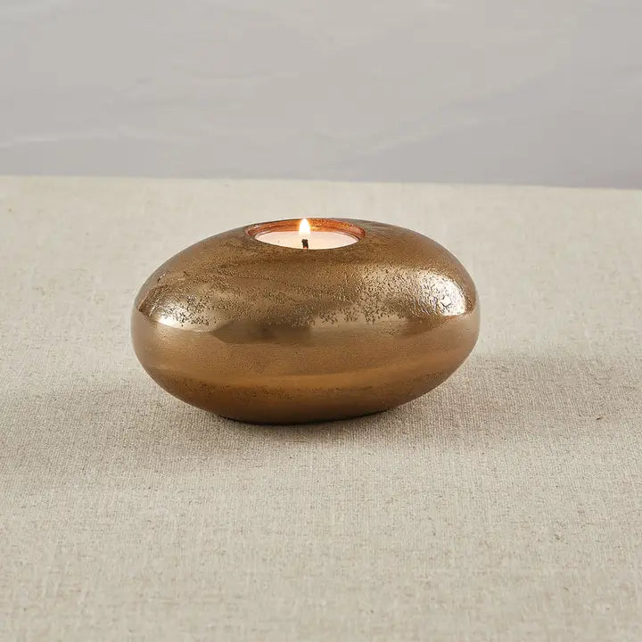 Gold Pebble Tealight Holder