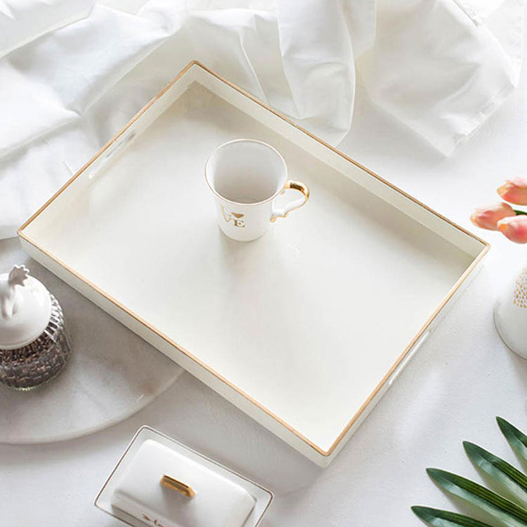 White Mimosa Rectangle Tray