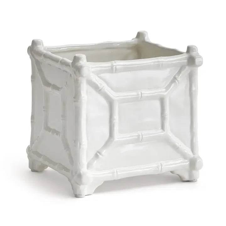 Textured White Large Chinoiserie Cachepot