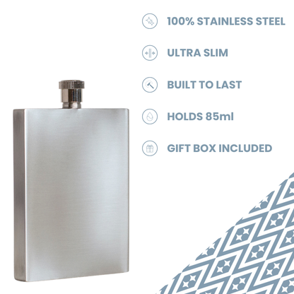 Modern Stainless Steel 3oz Slim Hip Flask