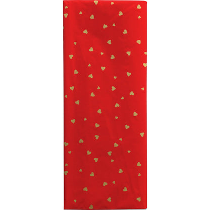 Red with Gold Printed Hearts Tissue