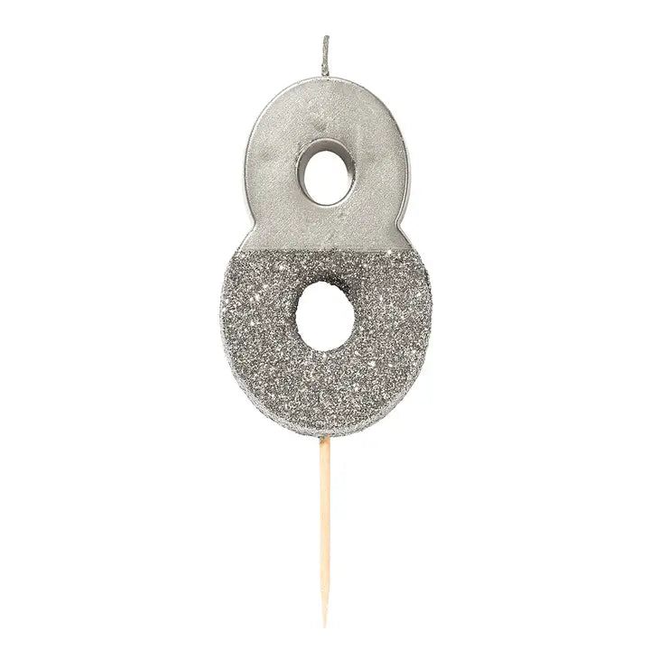 Silver Glitter Number Candles