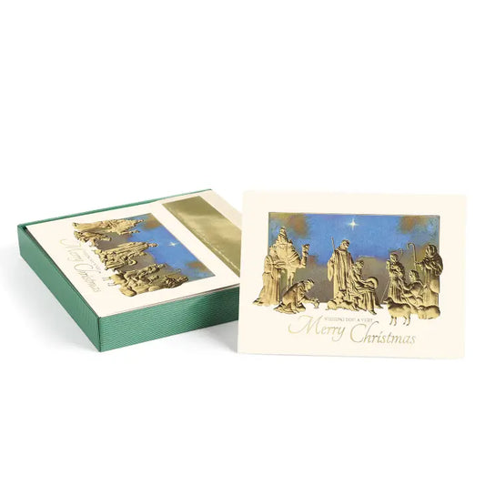 Golden Nativity Boxed Holiday Cards