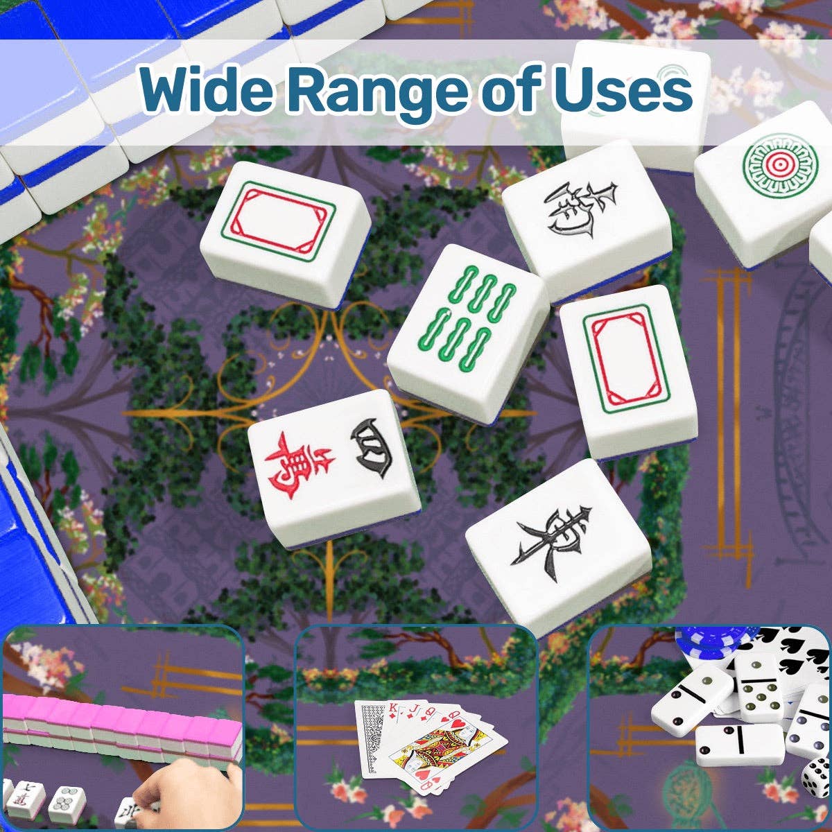 Mahjong Mat - Majestic Purple Chinoiserie