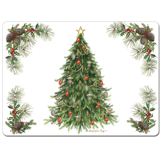 CounterArt "O' Christmas Tree" Hardboard Cork-Back Placemats