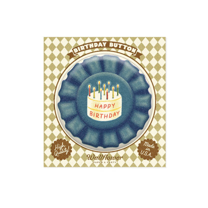 Blue Ribbon Birthday Button