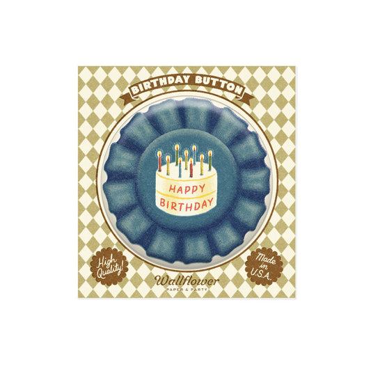 Blue Ribbon Birthday Button