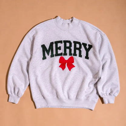 Mockneck Sweatshirt-Merry Bow