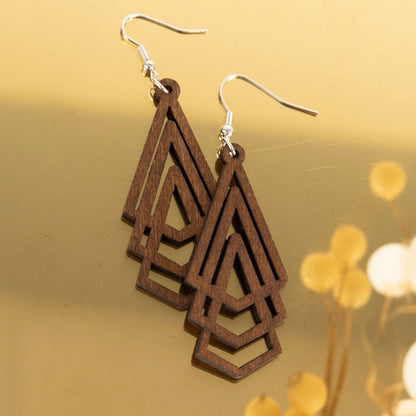 Samira Layered Triangle Wooden Earrings