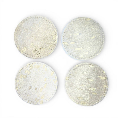 Gold Cowhide Coaster - Set Of 4