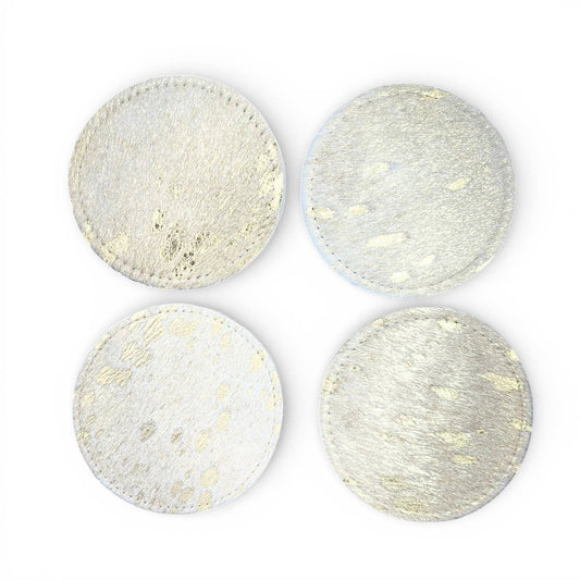 Gold Cowhide Coaster - Set Of 4