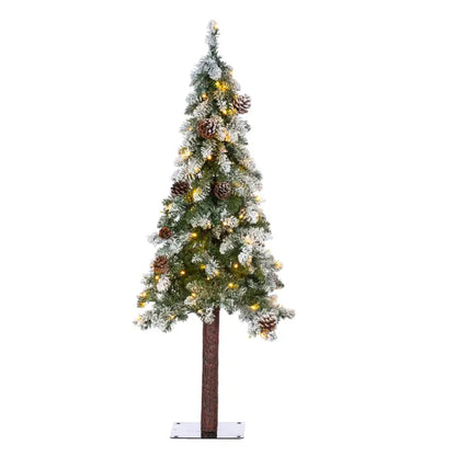 4’ Frosted Alpine Faux Tree with Pinecones & 100 Clear Lights