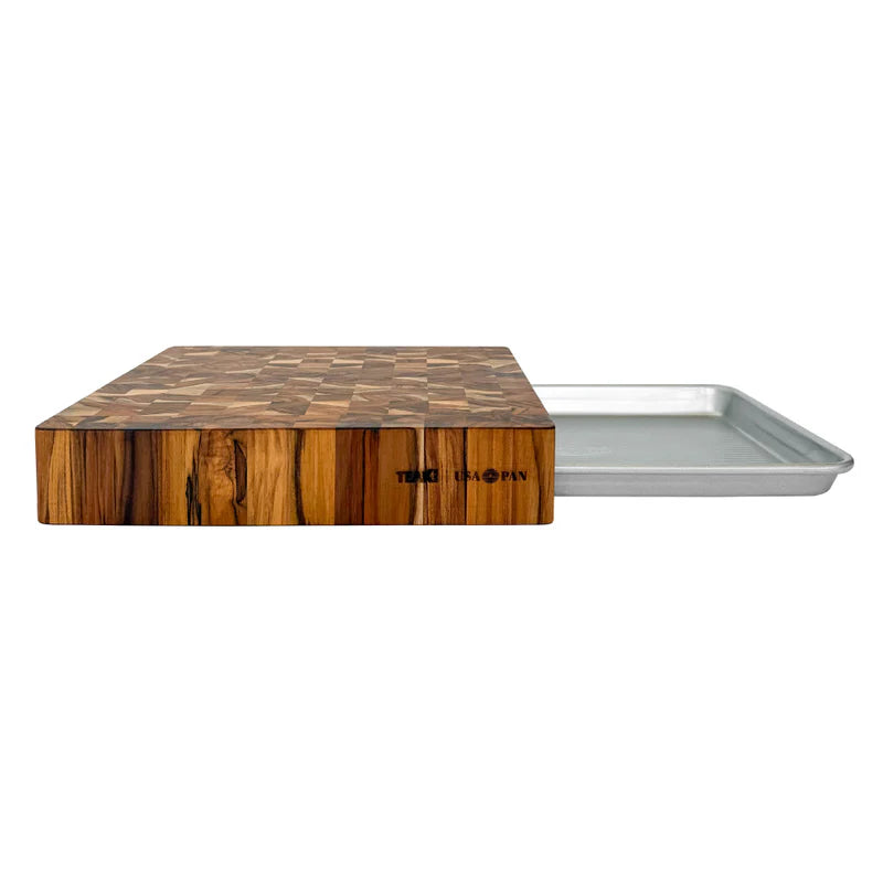 Teak Haus Prep To Pan End Grain Cutting Board Set
