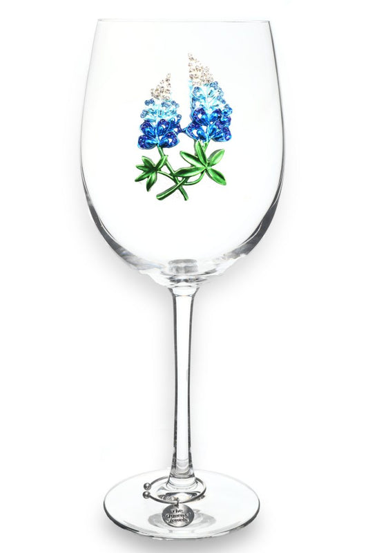 Bluebonnet Jeweled Stemmed Wine Glass