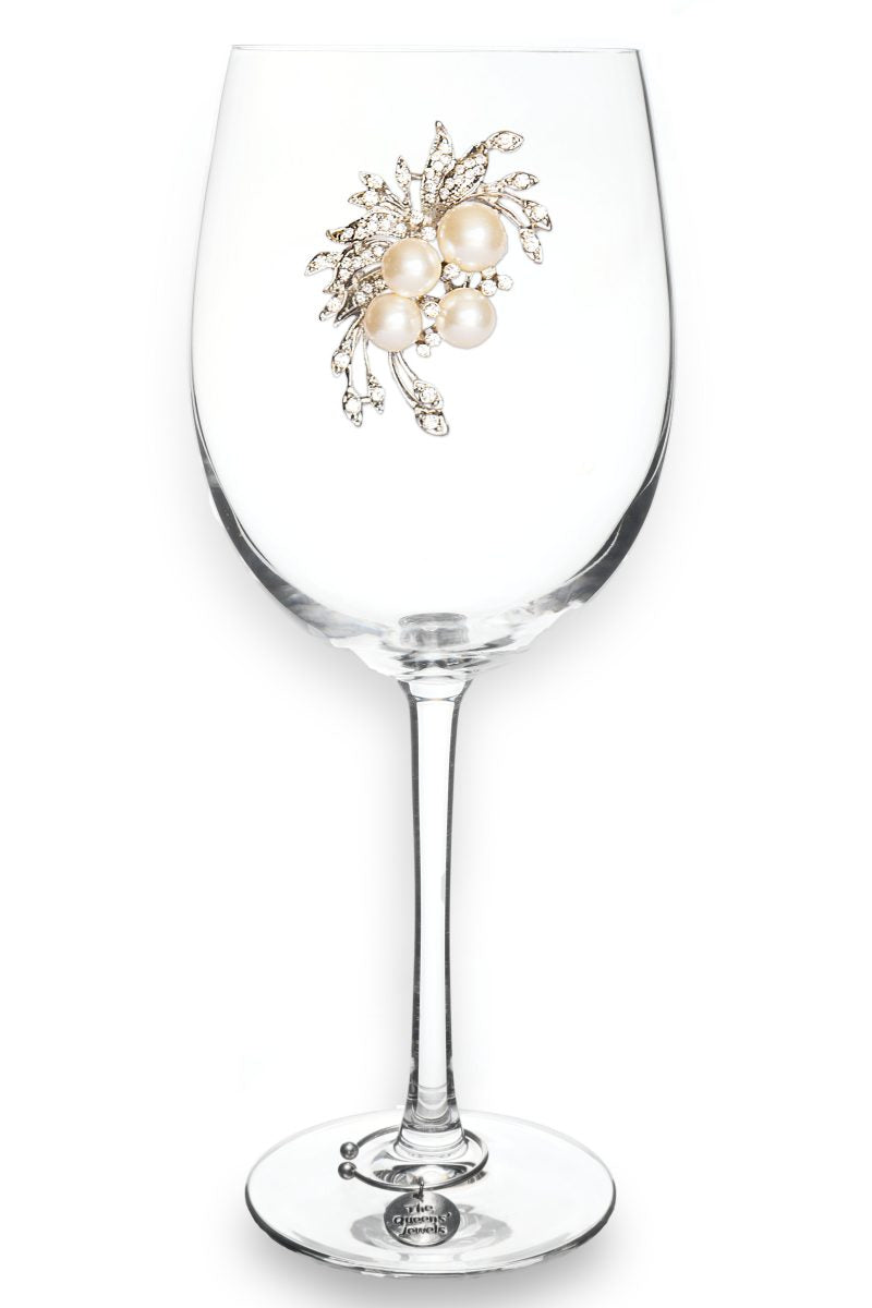 Pearl Bouquet Jeweled Stemmed Wine Glass